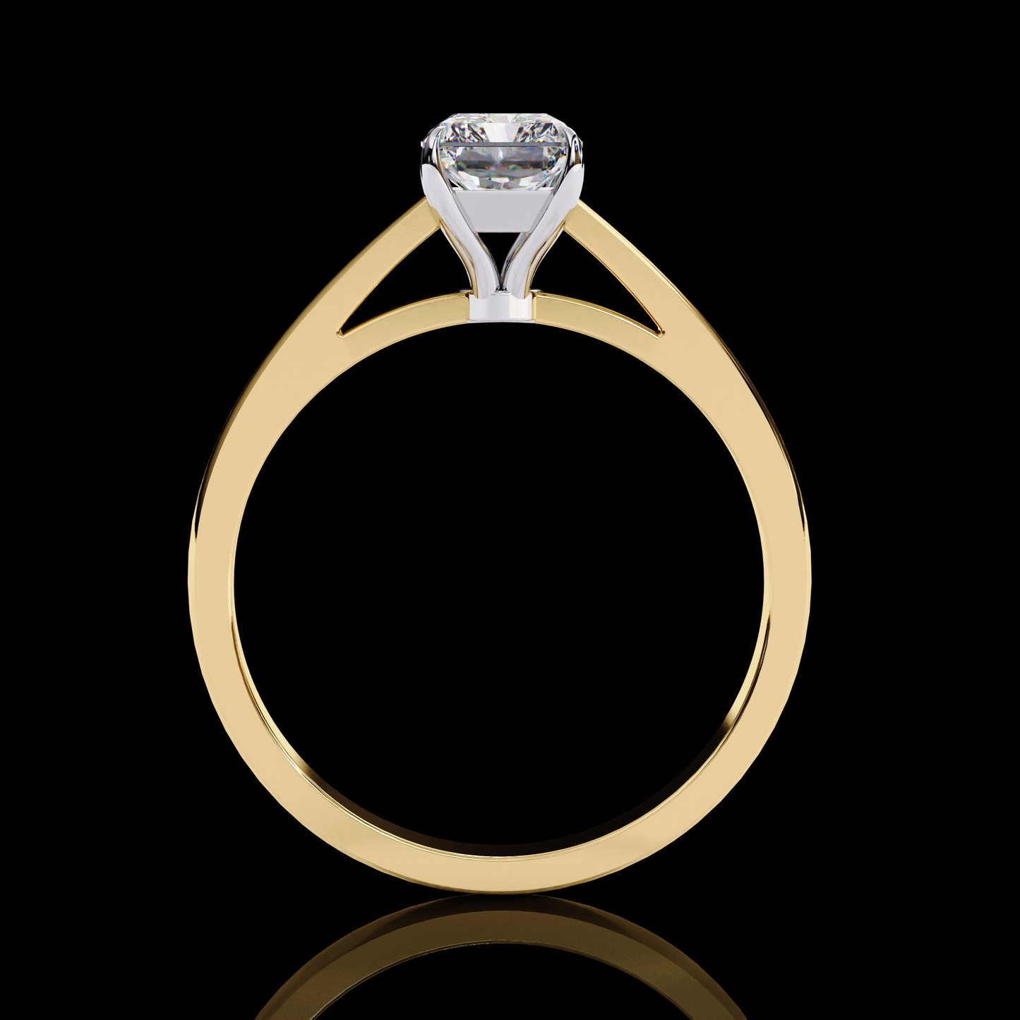 Four Prong Emerald Cut Solitaire Ring Gold