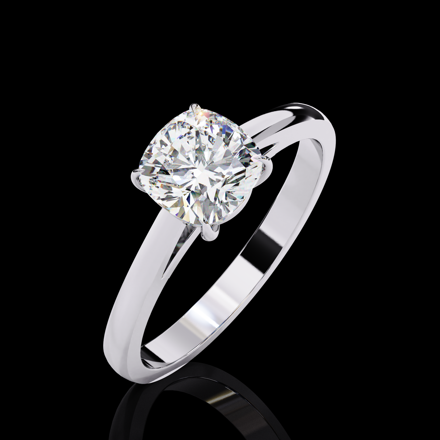 1.43 Carat Cushion Cut LAB Diamond Solitaire Engagement Ring  White Gold