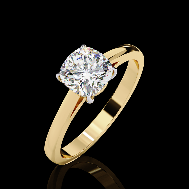 1.43 Carat Cushion Cut LAB Diamond Solitaire Engagement Ring GOLD