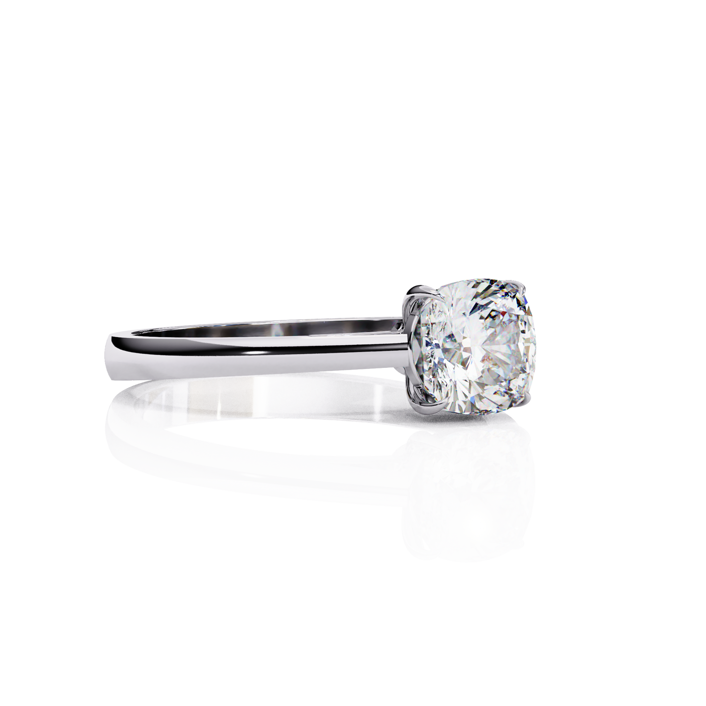 1.43 Carat Cushion Cut LAB Diamond Solitaire Engagement Ring  White Gold