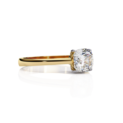 1.43 Carat Cushion Cut LAB Diamond Solitaire Engagement Ring GOLD