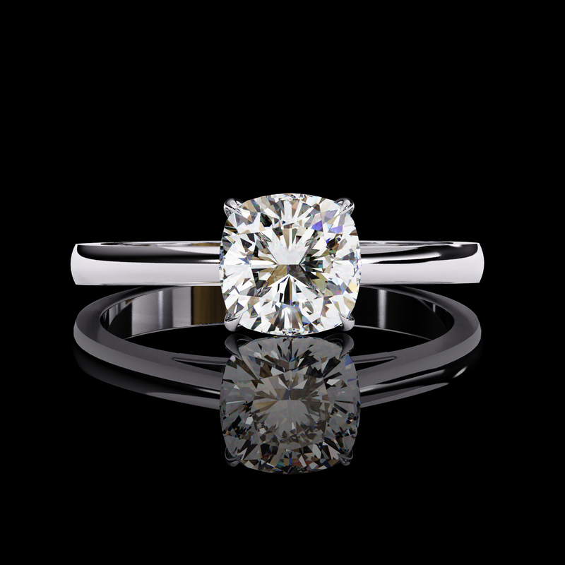 1.43 Carat Cushion Cut LAB Diamond Solitaire Engagement Ring  White Gold