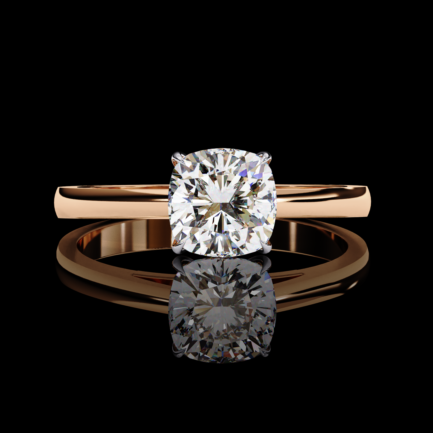 1.43 Carat Cushion Cut LAB Diamond Solitaire Engagement Ring ROSE GOLD