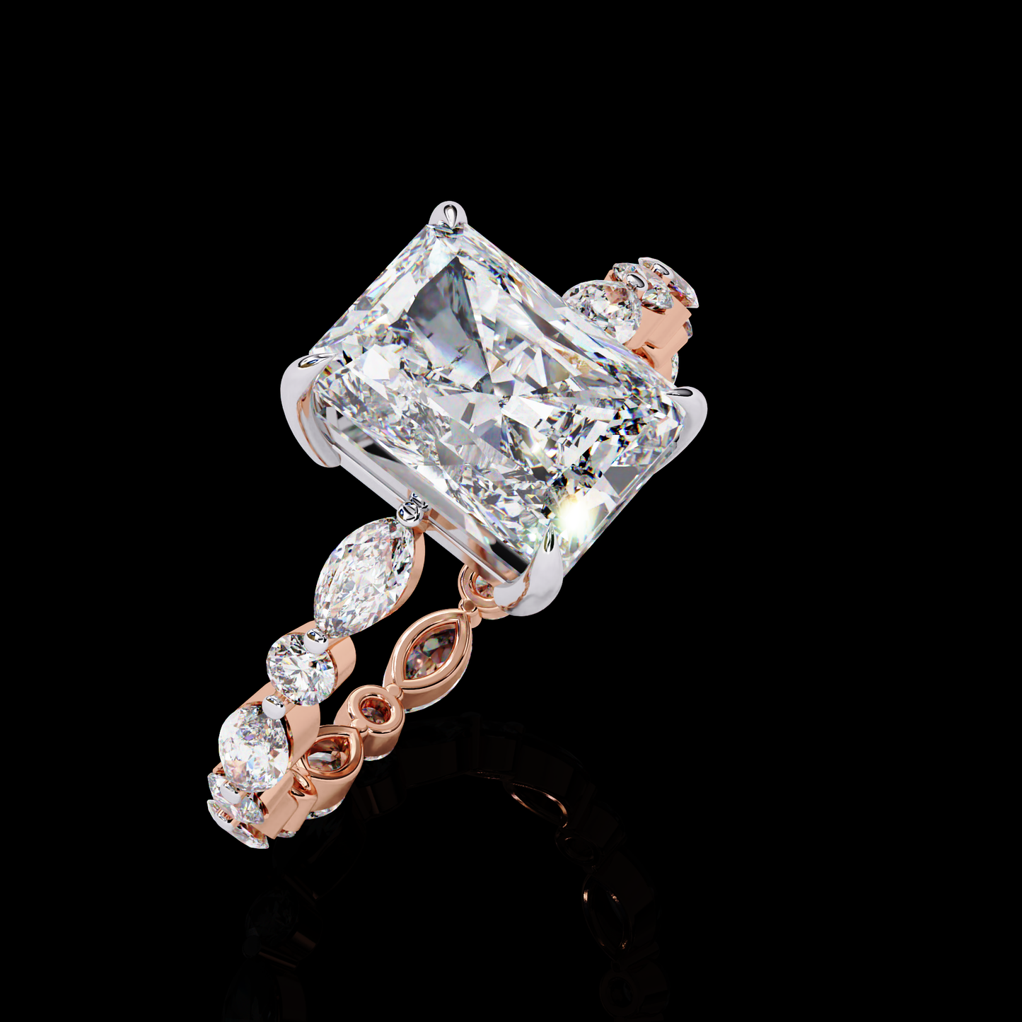 Bright Star Rose Gold Radiant Cut LAB-Grown Diamond Solitaire Engagement Ring