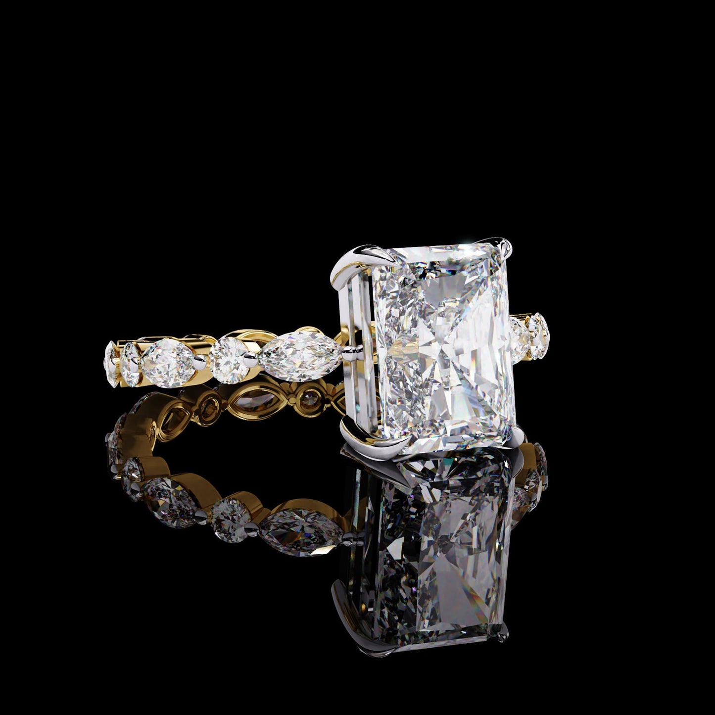 Bright Star Gold Radiant Cut LAB-Grown Diamond Solitaire Engagement Ring