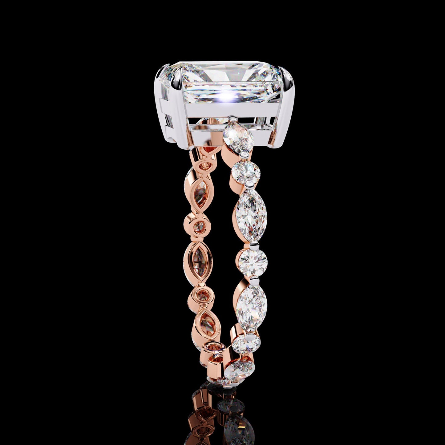 Bright Star Rose Gold Radiant Cut LAB-Grown Diamond Solitaire Engagement Ring