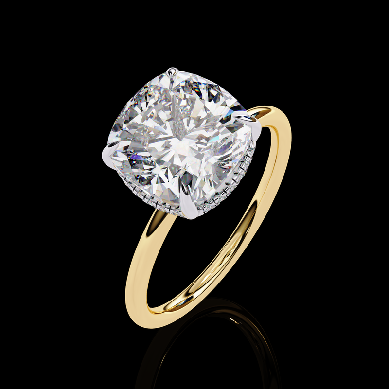 2.76 Carat Cushion Cut LAB Diamond Solitaire Engagement Ring  GOLD