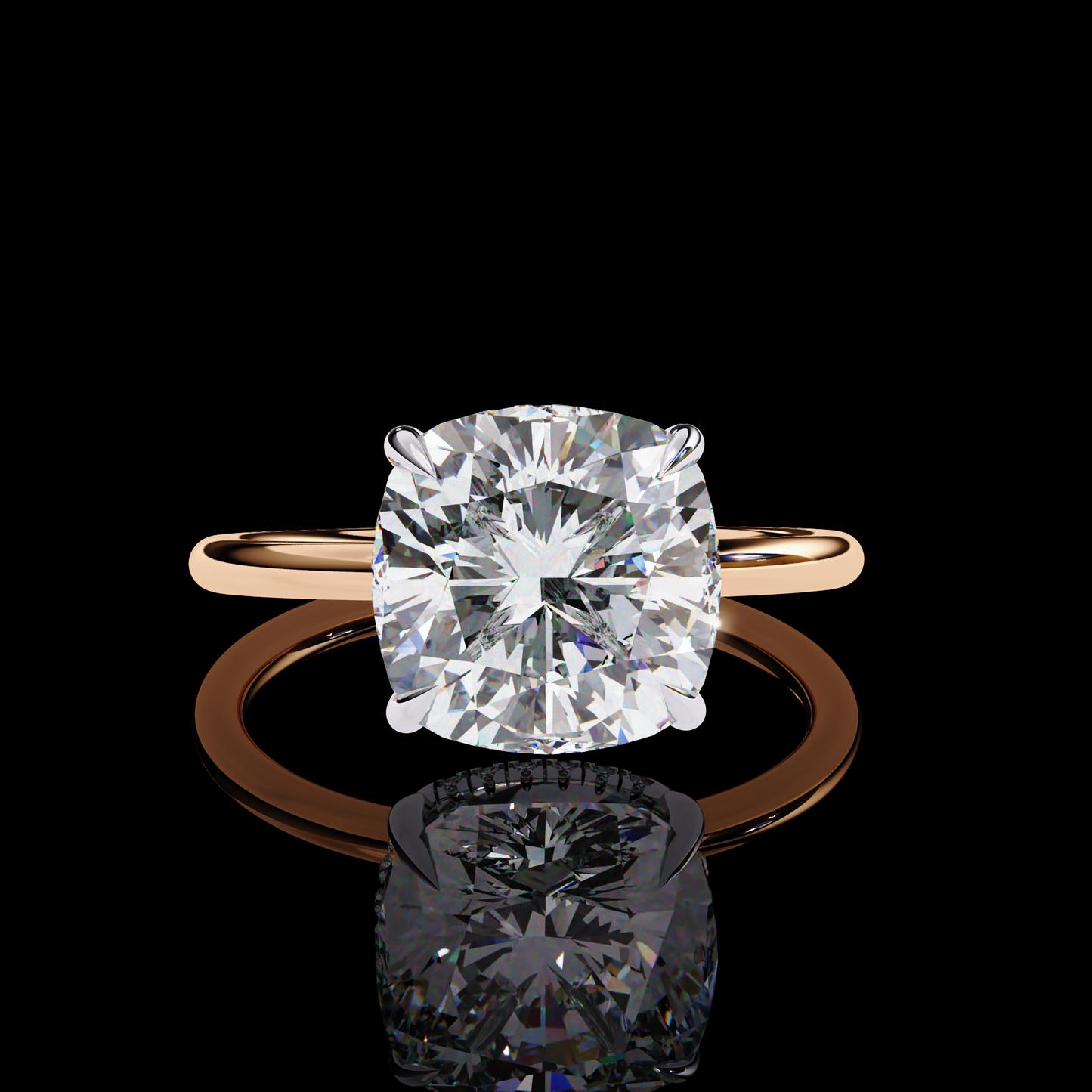 2.76 Carat Cushion Cut LAB Diamond Solitaire Engagement Ring ROSE GOLD