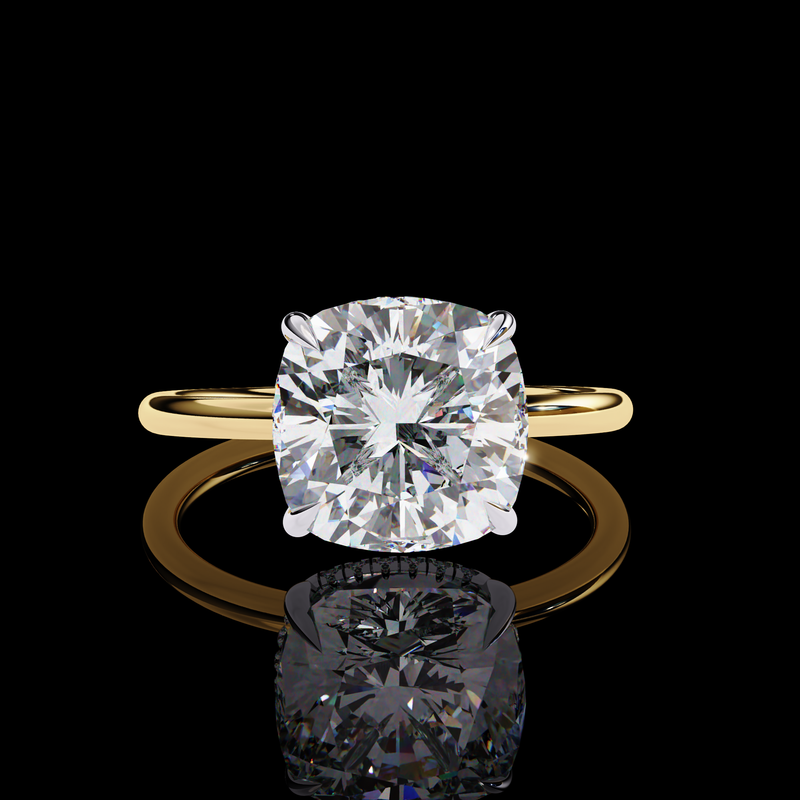 2.76 Carat Cushion Cut LAB Diamond Solitaire Engagement Ring  GOLD