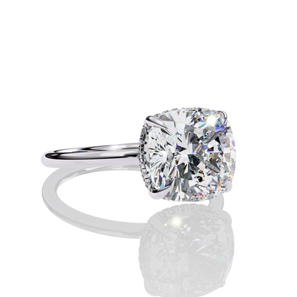 2.76 Carat Cushion Cut LAB Diamond Solitaire Engagement Ring White Gold