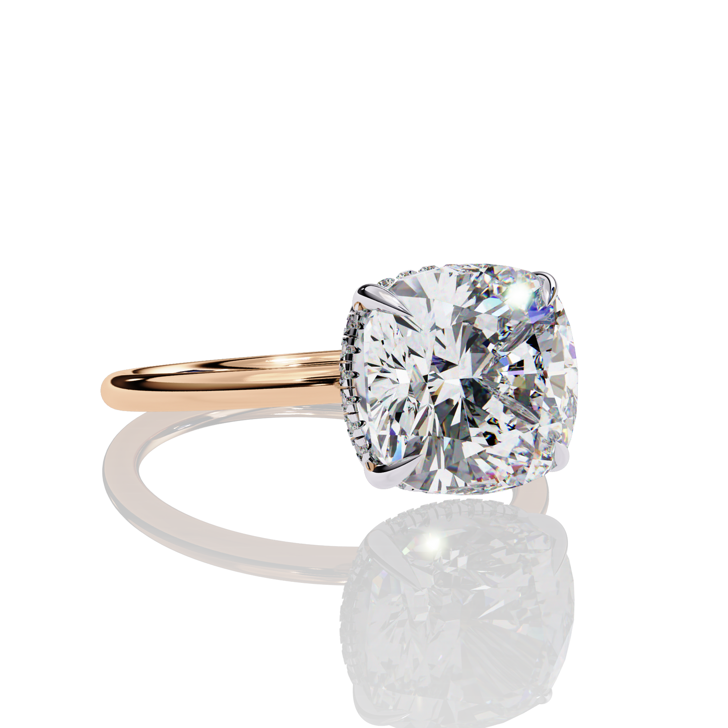 2.76 Carat Cushion Cut LAB Diamond Solitaire Engagement Ring ROSE GOLD