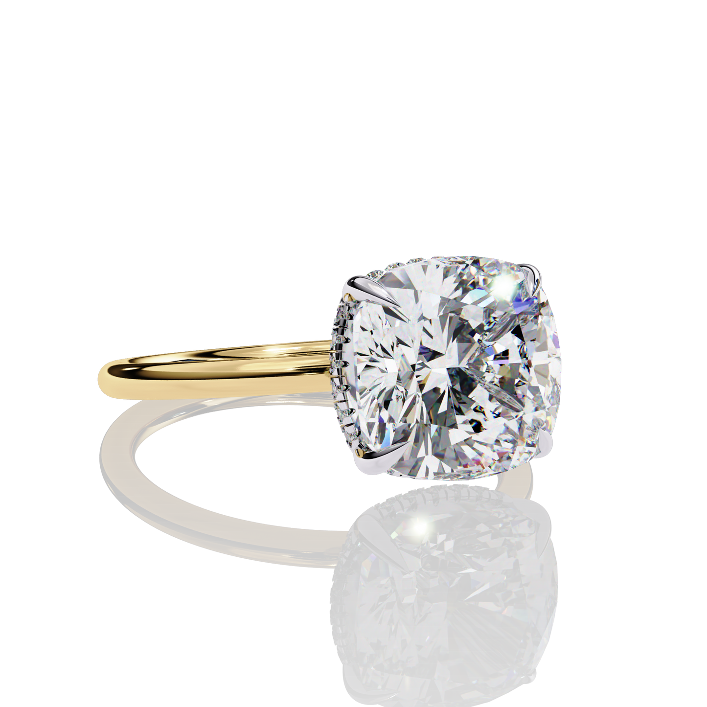 2.76 Carat Cushion Cut LAB Diamond Solitaire Engagement Ring  GOLD