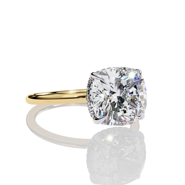2.76 Carat Cushion Cut LAB Diamond Solitaire Engagement Ring  GOLD