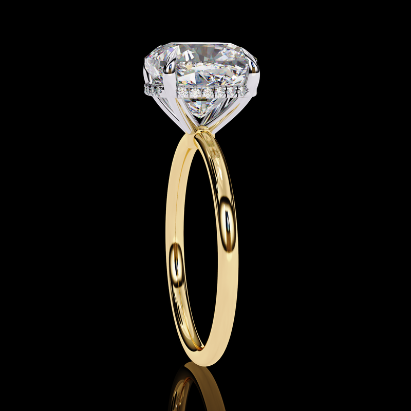 2.76 Carat Cushion Cut LAB Diamond Solitaire Engagement Ring  GOLD