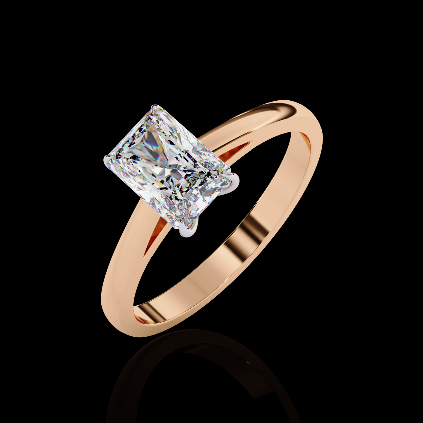 1.21 Carat Radiant Cut LAB Diamond Solitaire Engagement Ring ROSE GOLD