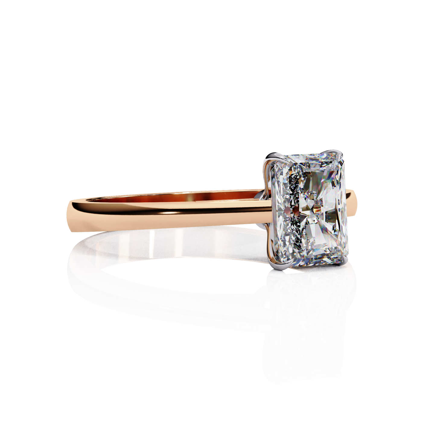 1.21 Carat Radiant Cut LAB Diamond Solitaire Engagement Ring ROSE GOLD