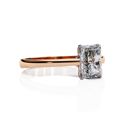1.21 Carat Radiant Cut LAB Diamond Solitaire Engagement Ring ROSE GOLD