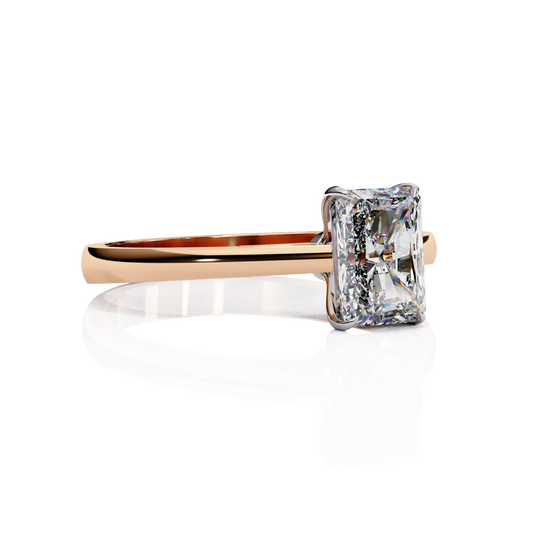 1.21 Carat Radiant Cut LAB Diamond Solitaire Engagement Ring ROSE GOLD