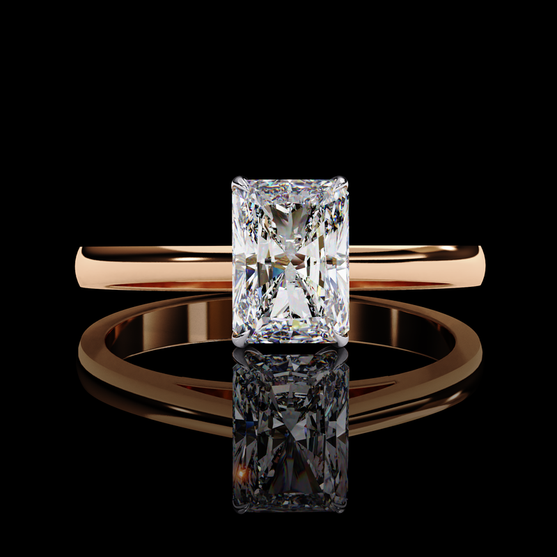 1.21 Carat Radiant Cut LAB Diamond Solitaire Engagement Ring ROSE GOLD