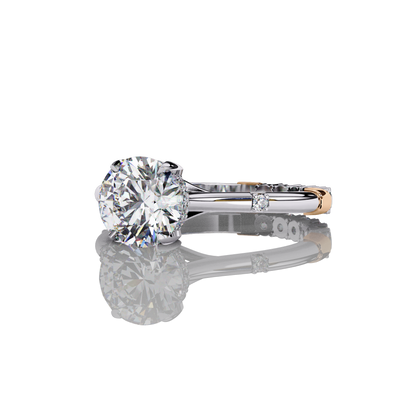 Melody Round Cut LAB Diamond Solitaire Engagement Ring White Gold