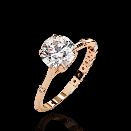 Melody Round Cut LAB Diamond Solitaire Engagement Ring ROSE GOLD
