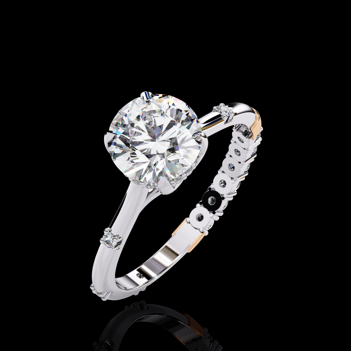 Melody Round Cut LAB Diamond Solitaire Engagement Ring White Gold