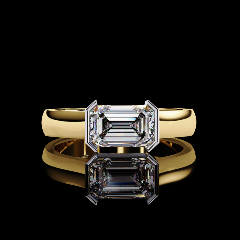 1.41 Carat Emerald Cut Solitaire Engagement Ring  GOLD