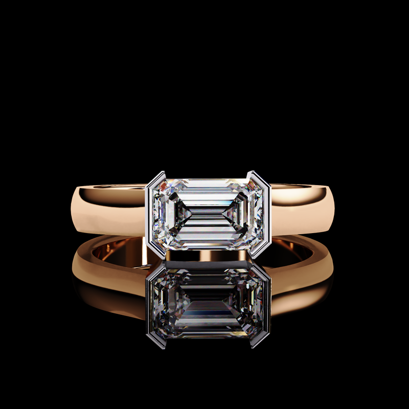 1.41 Carat Emerald Cut Solitaire Engagement Ring White Gold ROSE  GOLD