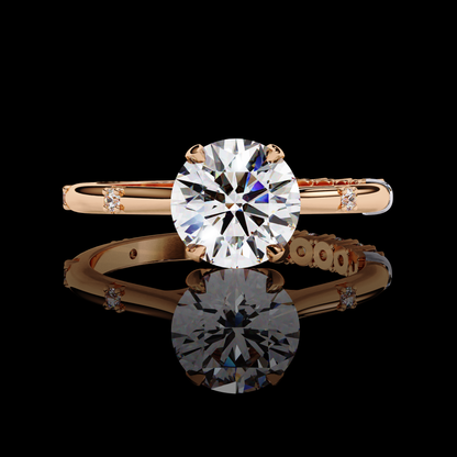 Melody Round Cut LAB Diamond Solitaire Engagement Ring ROSE GOLD