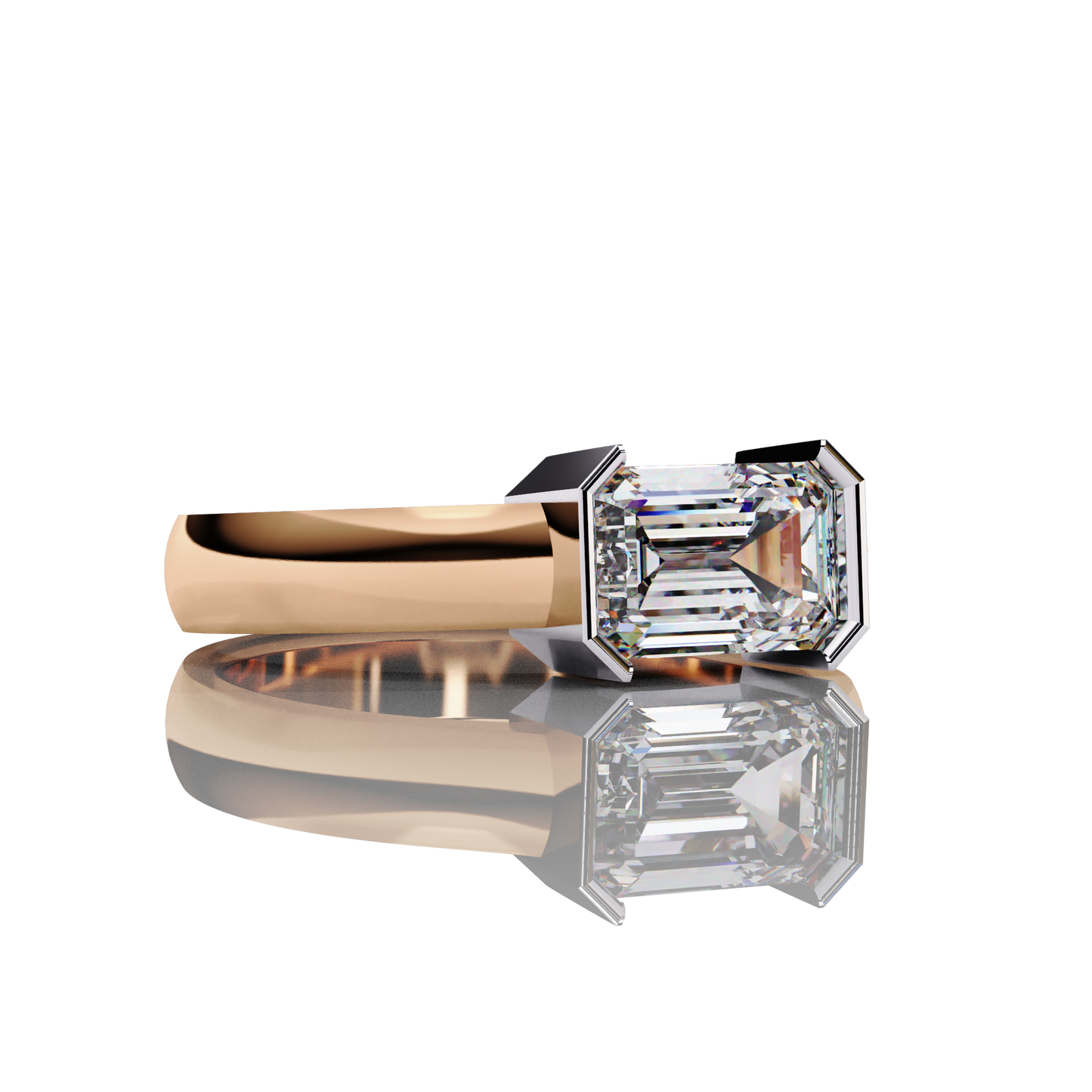 1.41 Carat Emerald Cut Solitaire Engagement Ring White Gold ROSE  GOLD