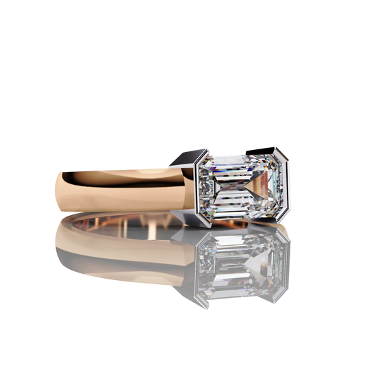 1.41 Carat Emerald Cut Solitaire Engagement Ring White Gold ROSE  GOLD