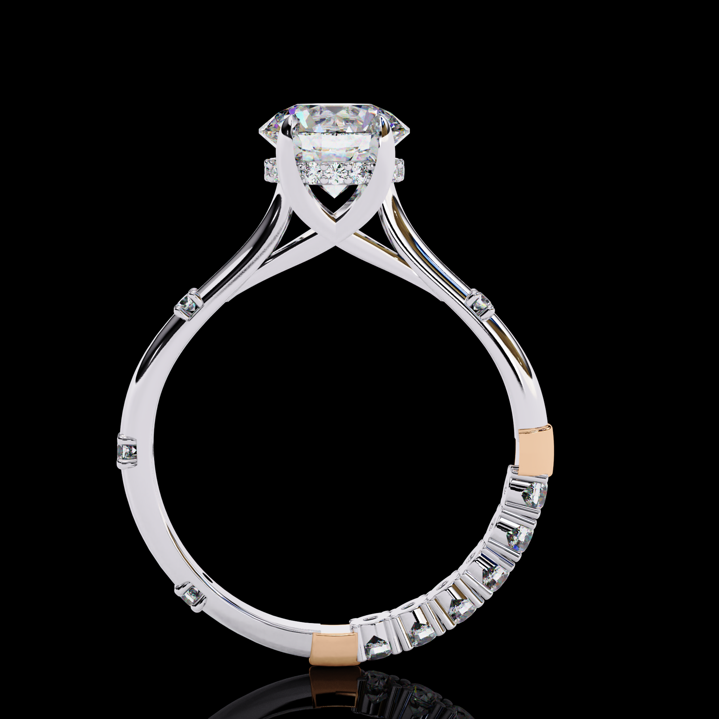 Melody Round Cut LAB Diamond Solitaire Engagement Ring White Gold