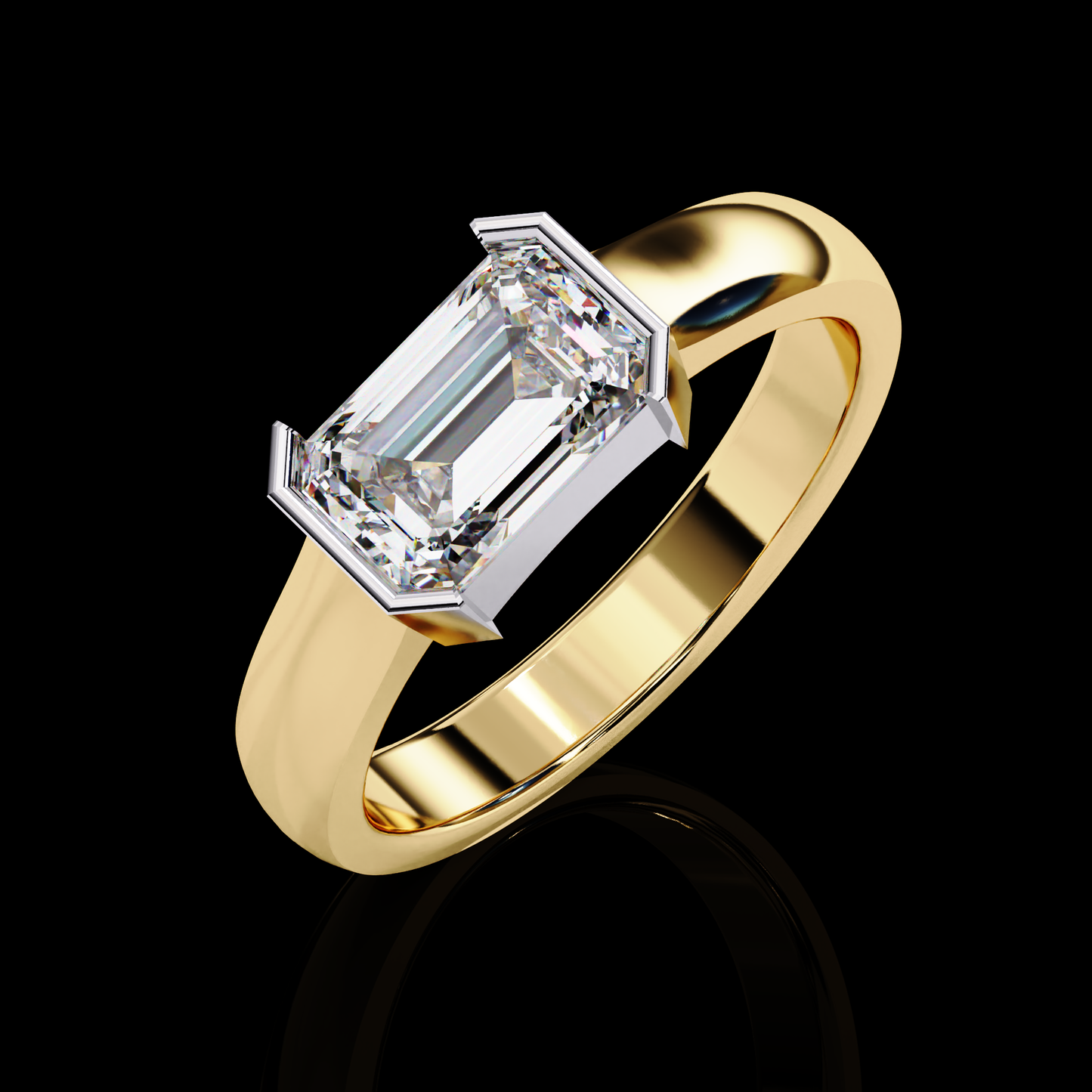 1.41 Carat Emerald Cut Solitaire Engagement Ring  GOLD