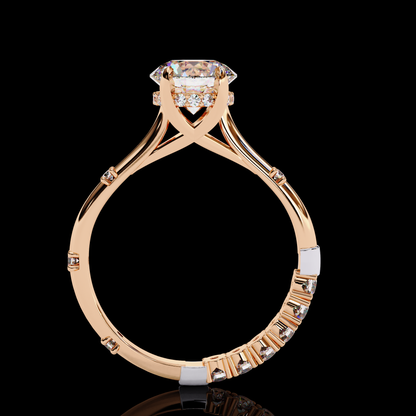 Melody Round Cut LAB Diamond Solitaire Engagement Ring ROSE GOLD