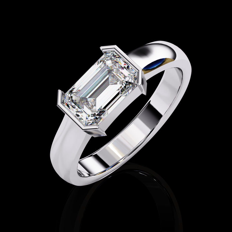 1.41 Carat Emerald Cut Solitaire Engagement Ring White Gold