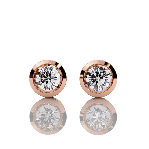 Front of Solitaire Stud Round Brilliant Earrings for Women Elegance by Global Lab Grown Diamond