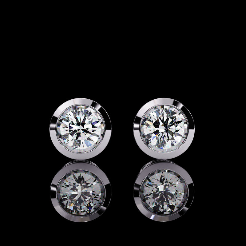 Front of Solitaire Stud Round Brilliant Earrings for Women Elegance by Global Lab Grown Diamond in White Gold
