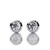 Front Solitaire Stud Round Brilliant Earrings for Women Elegance by Global Lab Grown Diamond in White Gold