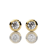 Front of Solitaire Stud Round Brilliant Earrings for Women Elegance by Global Lab Grown Diamond in Gold