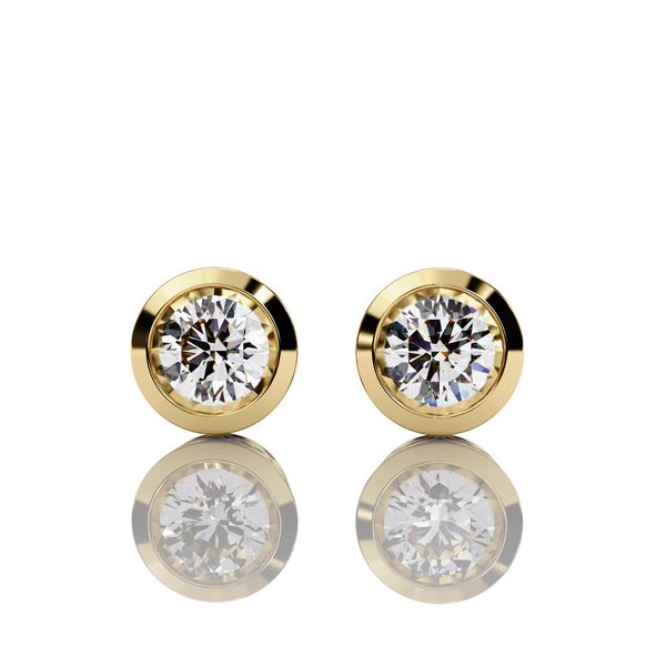 Front of Solitaire Stud Round Brilliant Earrings for Women Elegance by Global Lab Grown Diamond in Gold