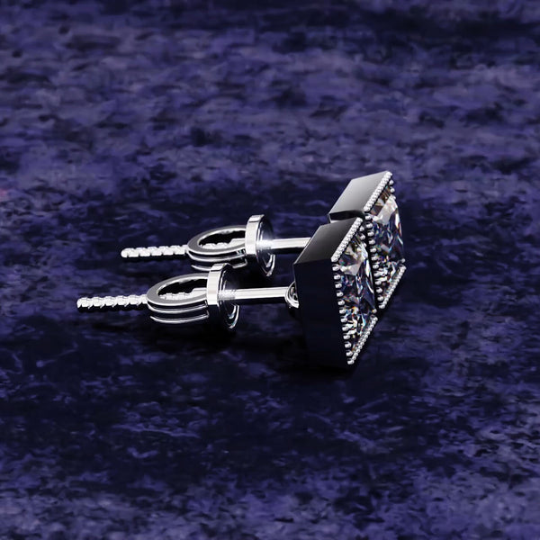 Video of Solitarie Princess Lab Diamond Earring Studs for Women Luxury in White Gold