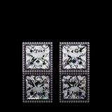 Front of Solitarie Princess Lab Diamond Earring Studs for Women Luxury in White Gold