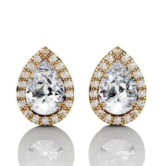 Elegant 2 Carat Pear Lab Diamond Earrings Studs for Women