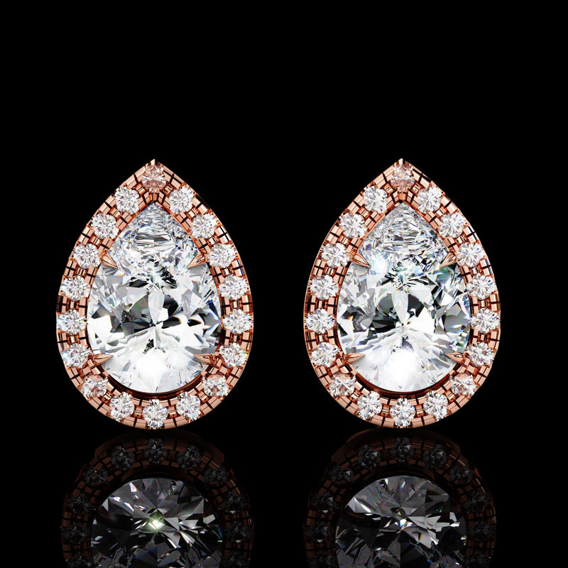Elegant 2 Carat Pear Lab Diamond Earrings Studs for Women