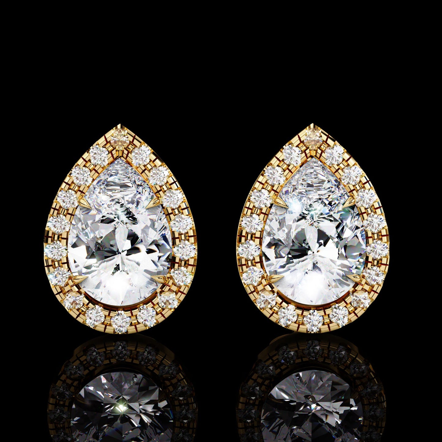 Elegant 2 Carat Pear Lab Diamond Earrings Studs for Women