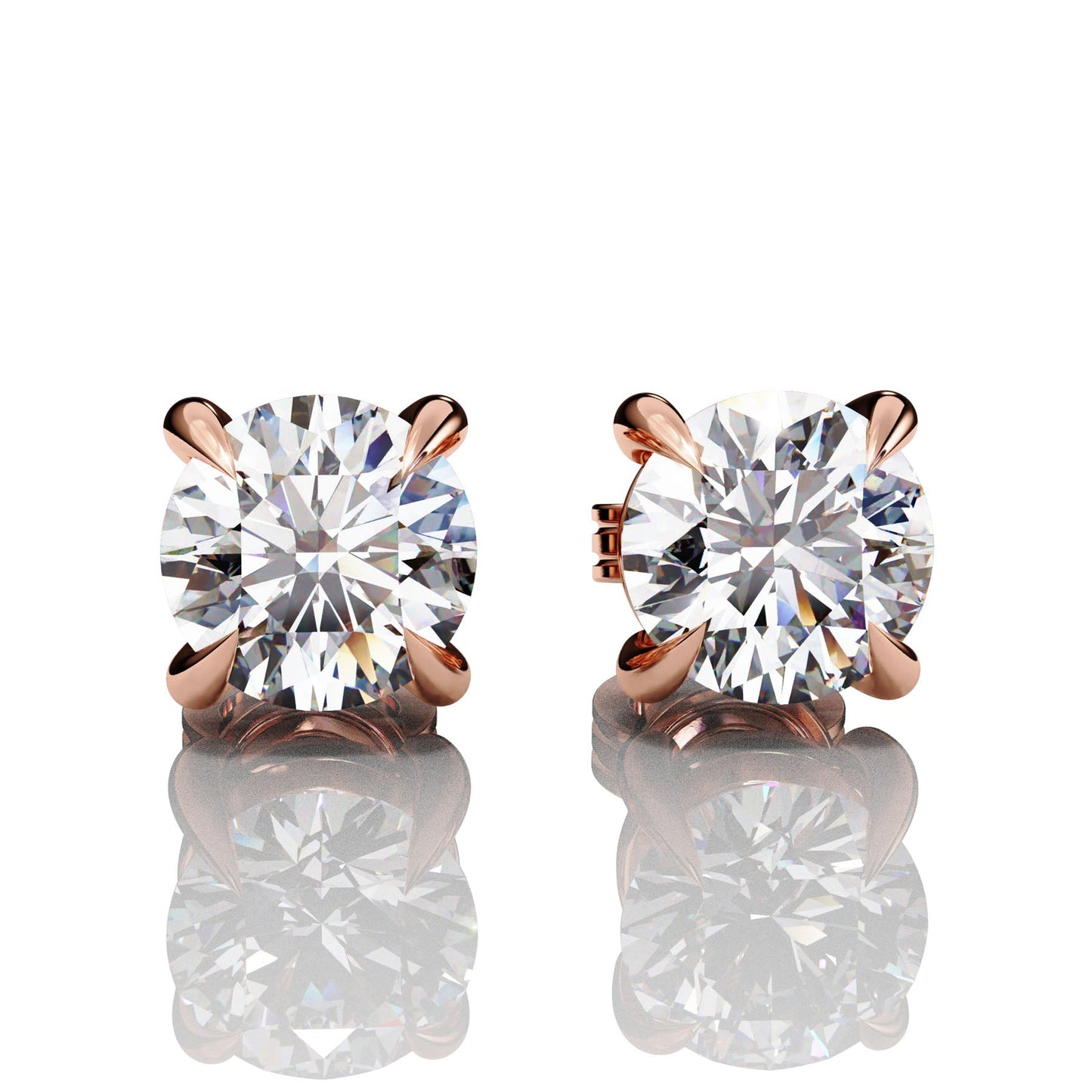 Round Diamond Stud Earrings in Rose Gold