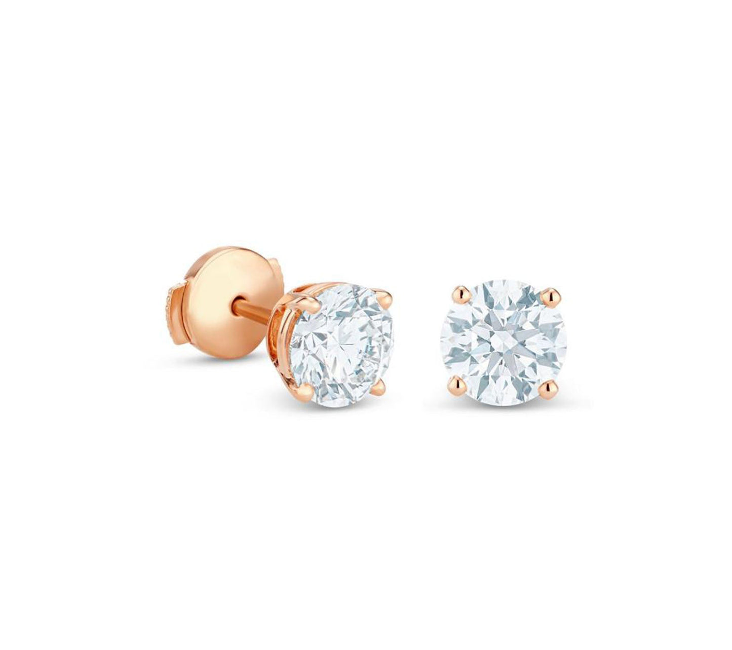 Round Diamond Stud Earrings in Rose Gold