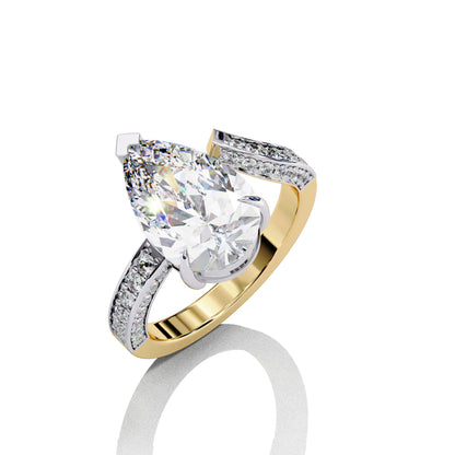 Top View of Exquisite Luxury of Elegance with 3 ct Pear-Cut Diamond Ring
