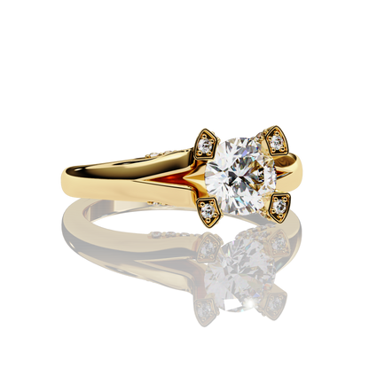 Vintage Blush Round Cut LAB Diamond Solitaire Engagement Ring GOLD