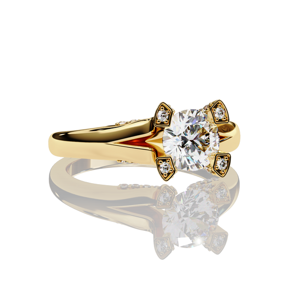 Vintage Blush Round Cut LAB Diamond Solitaire Engagement Ring GOLD